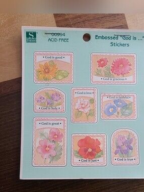 Vintage 1995 Redi-Stix Embossed Christian Stickers Scrapbooking  6 new sheets
